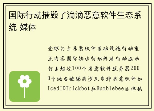 国际行动摧毁了滴滴恶意软件生态系统 媒体